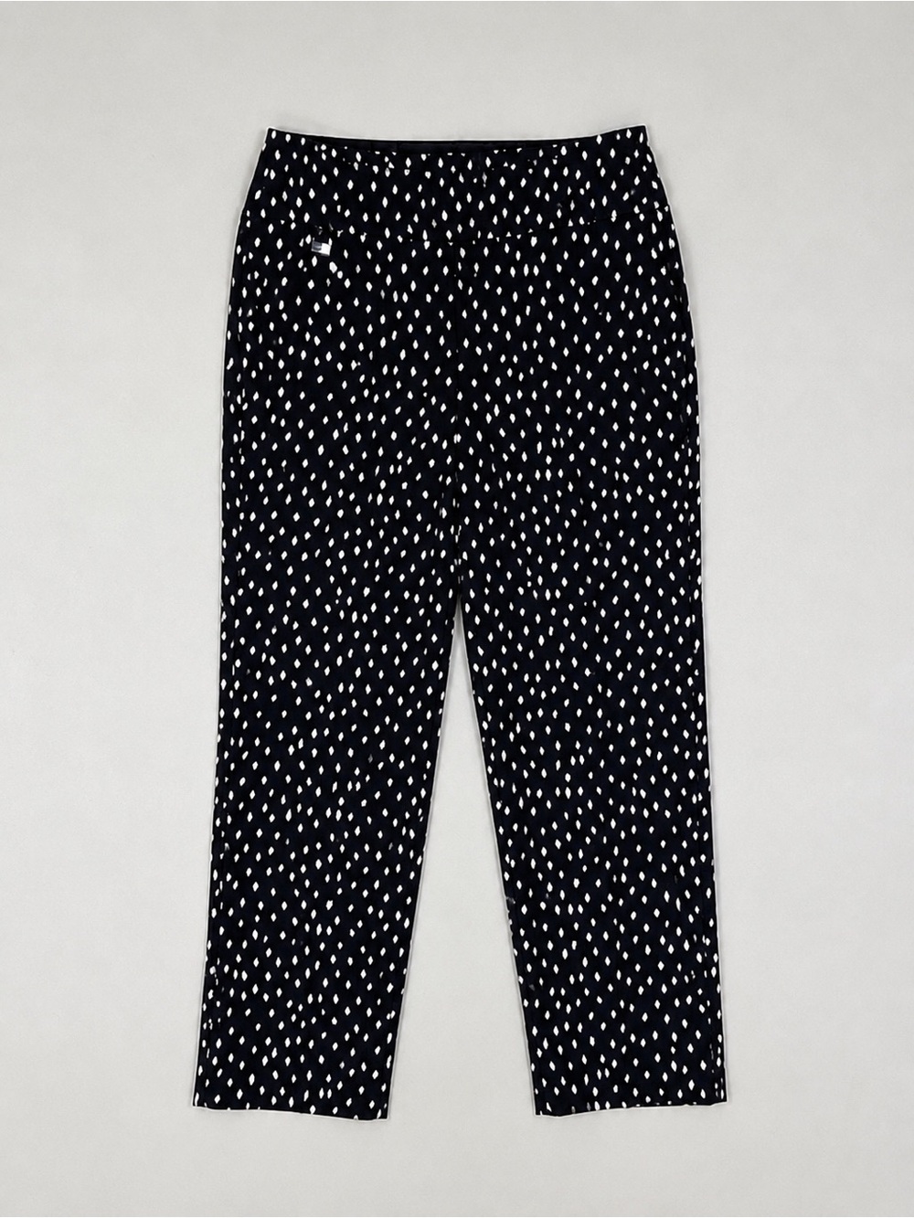 Womens Polka Dot Slim Ankle Pants Medium Preppy Coastal Fisherman  Preppy